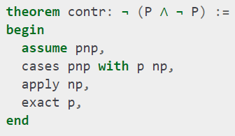 Lean proof of contradiction from P and not P